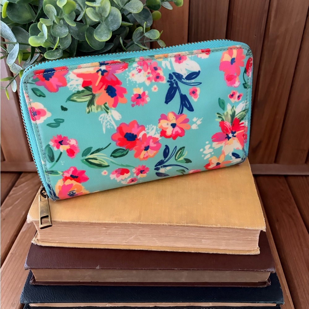 Wander Wallets Floral Zip Organizer Wristlet Spring Bloom - Picture 2 of 10
